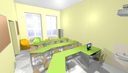 Klassenzimmer mit Trapeztischen 3107 und Stühlen Alfa 1710